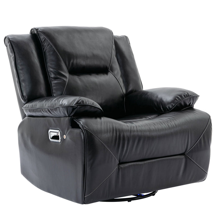 360° Swivel And Rocking Home Theater Recliner Manual Recliner Chair With A Led Light Strip For Living Room