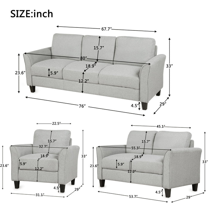 Living Room Sets Furniture Armrest Sofa Single Chair Sofa Loveseat Chair 3 Seat Sofa (Chair Loveseat Chair & 3 Seat Sofa)