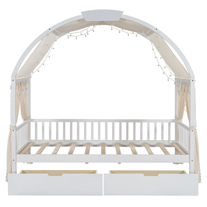 Bed With Arched Roof And 2 Drawers