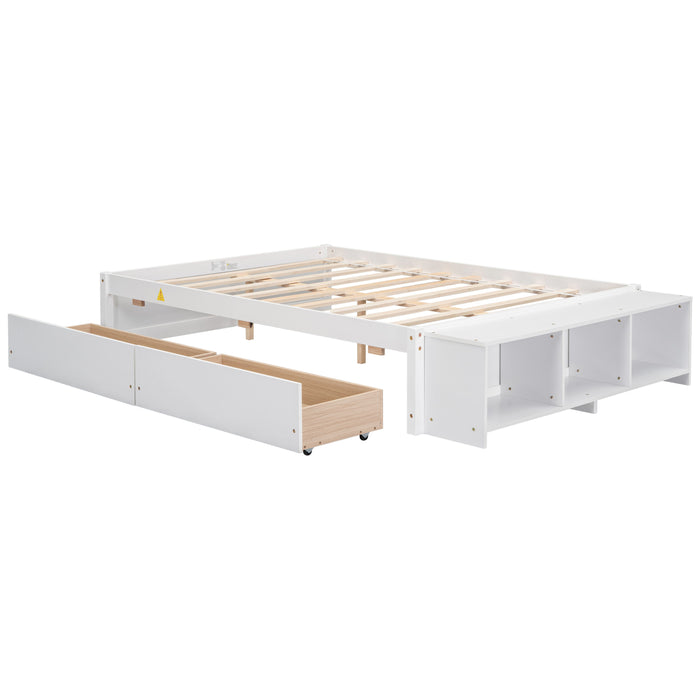 Bed With Storage Case, 2 Storage Drawers, Lengthwise Support Slat