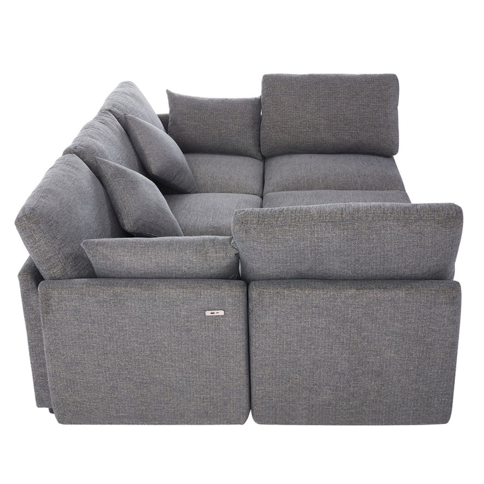 Sectional Sofa Modular Sofa U - Shaped Sofa Couch Sofa Bed L - Shaped Sofa With A Movable Ottoman And Two USB Ports For Living Room