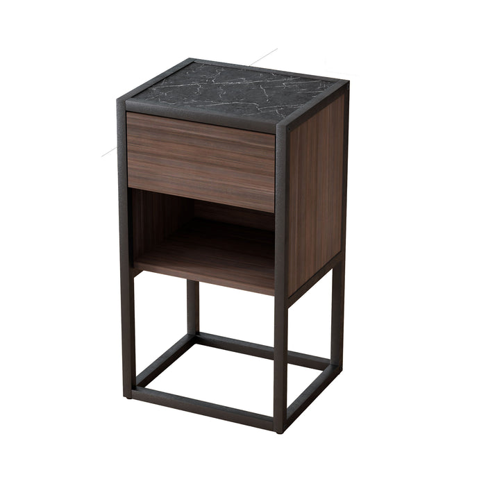 Armando Living Room Side Cabinet, Corner Cabinet, Bedroom Night Stand - Dark Brown / Black