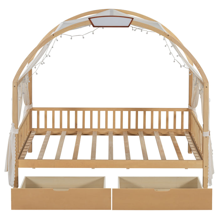 Bed With Arched Roof And 2 Drawers