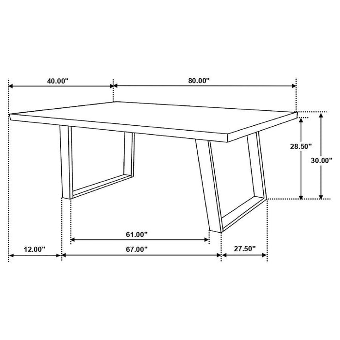 Misty - Sled Leg Dining Table - Gray Sheesham And Gunmetal