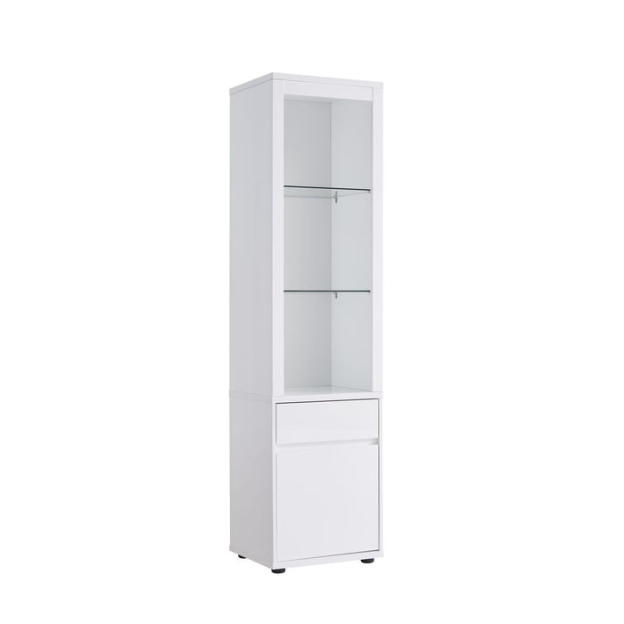 Contemporary Display Cabinet With Three Glass Shelves One Shelves Bottom Cabinet With Two Shelves - White