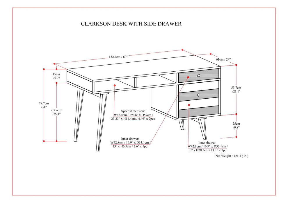 Clarkson - Desk With Side Drawers - Rustic Natural Aged Brown