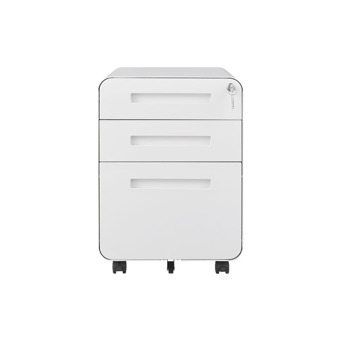 3 Drawer Mobile File Cabinet Under Desk Office, Simple Style Versatile Storage Cabinet For Legal / Letter / A4 Files, 5 Wheel Design Anti-Tilting Cold Rolled Steel Waterproof Moisture-Proof