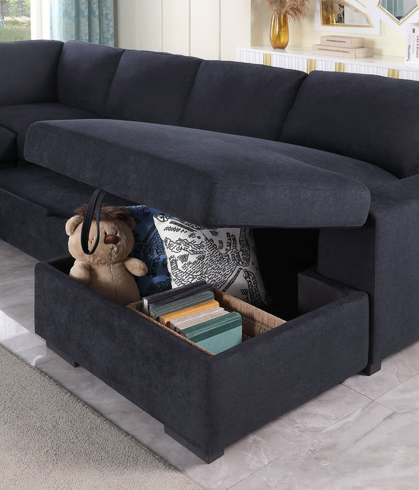 Selene II - 117.5"W Dark Gray Woven Fabric Sleeper Sectional Sofa With Right-Facing Storage Chaise