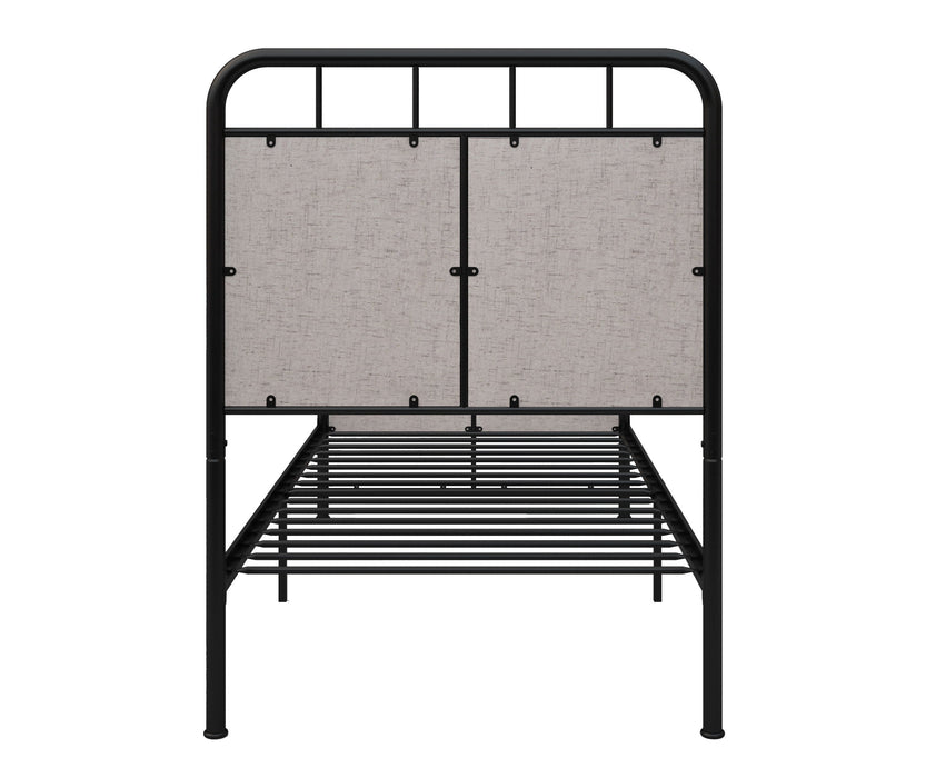 Twin Size Linen Upholstered Platform Metal Bed Frame With Fabric Headboard And Footboard - Brown