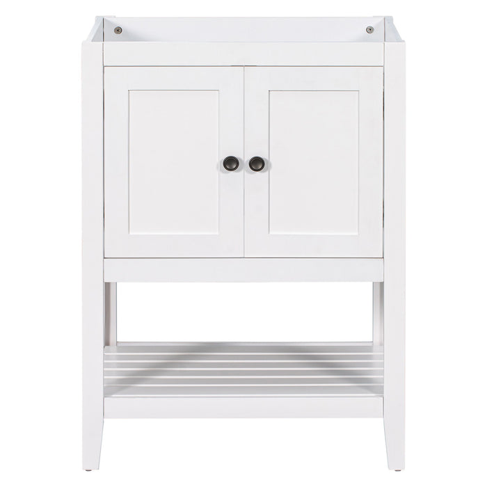 Bathroom Vanity Base Only, Soild Wood Frame, Bathroom Storage Cabinet With Doors And Open Shelf