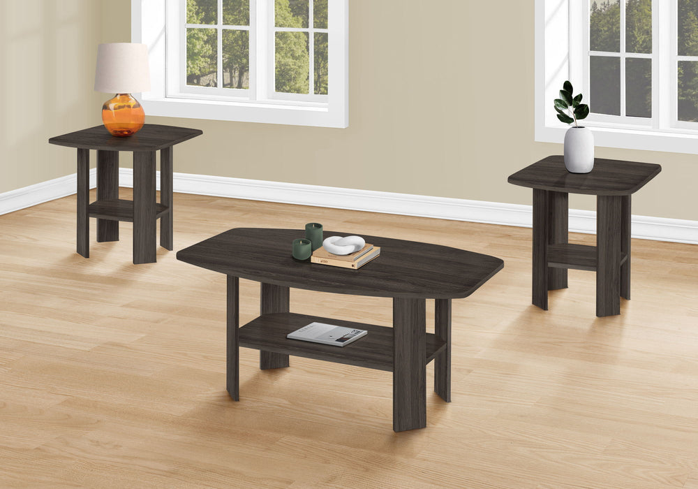 Table Set: Coffee, End, Side, Accent, Living Room, Transitional (Set of 3) - Oak