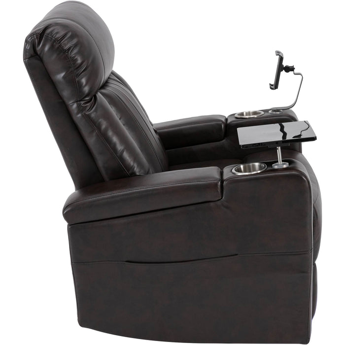 Premium Power Recliner With Storage Arms, Cupholders, Swivel Tray Table And Cell Phone Stand