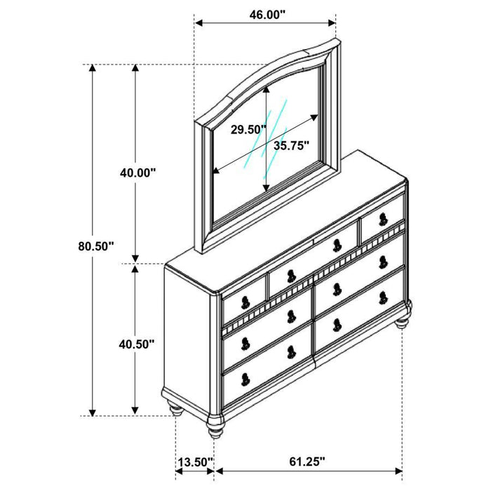 Bling Game - 7-Drawer Dresser With Mirror - Metallic Platinum