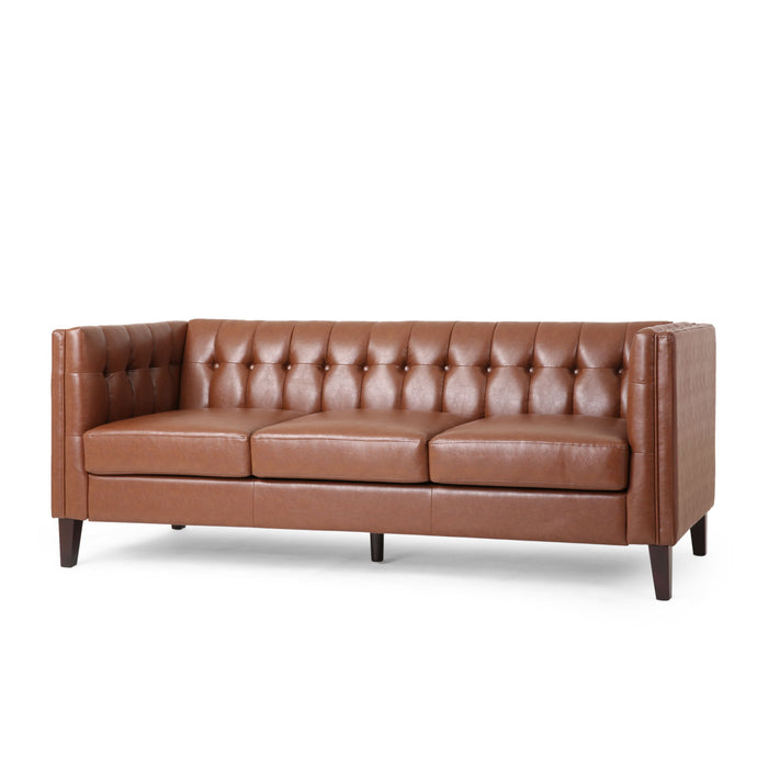 Comfy 3 Seat Sofa With Tufted Back, Modern For Living Room