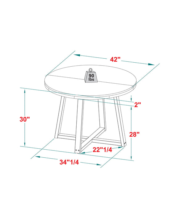 Rustic Distressed Solid Wood Round Dining Table