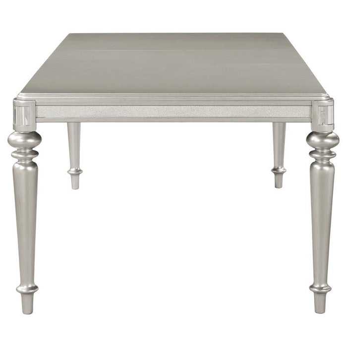 Bling Game - Rectangular Dining Table With Leaf - Metallic Platinum