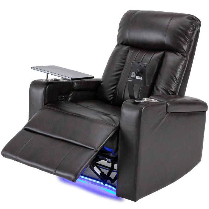 Premium Power Recliner With Storage Arms, Cupholders, Swivel Tray Table And Cell Phone Stand