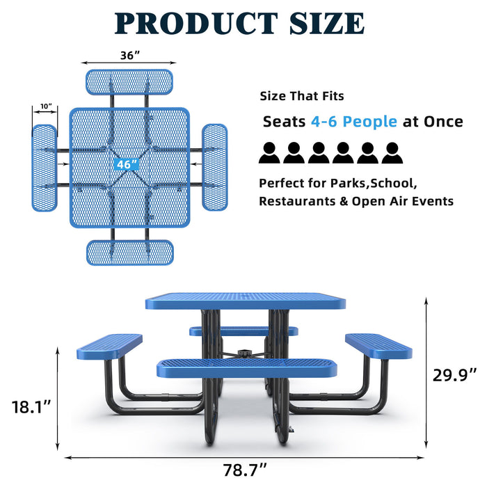 Square Outdoor Picnic Table With Umbrella Pole