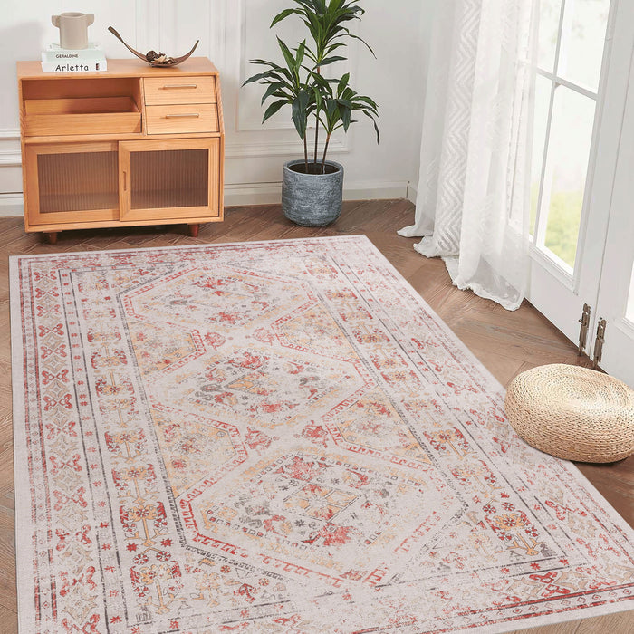 3' x 5' Area Rug, Kid & Pet Friendly, Washables, Non Shedding, Foldable, Non Slip Eco-Friendly, With Low-Pile - Beige