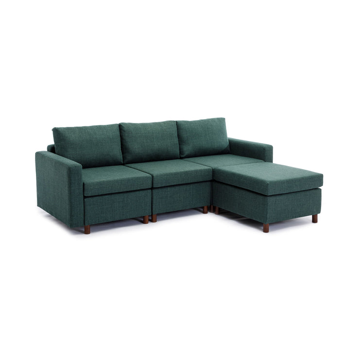 3 Seat Module Sectional Sofa Couch With 1 Ottoman For Living Room, Seat Cushion And Back Cushion Non-Removable And Non-Washable