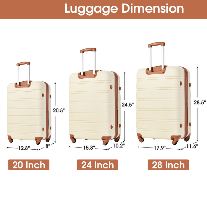 3 Piece Luggage Set Hardside Spinner Suitcase With Tsa Lock 20" 24" 28" Available