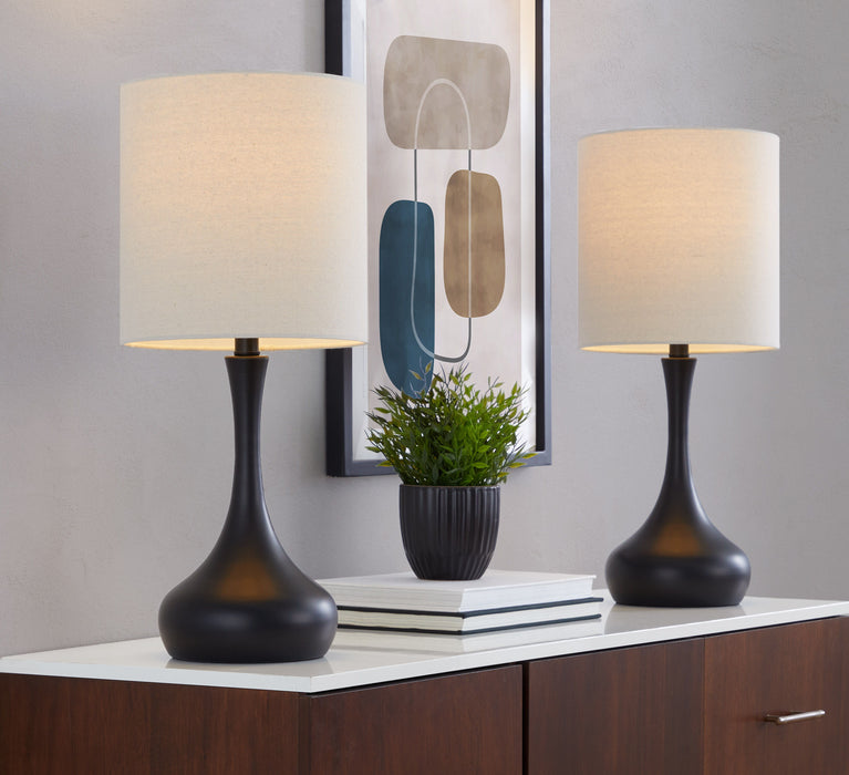 Genie - Contemporary Table Lamp (Set of 2) - Matte Black / Oatmeal