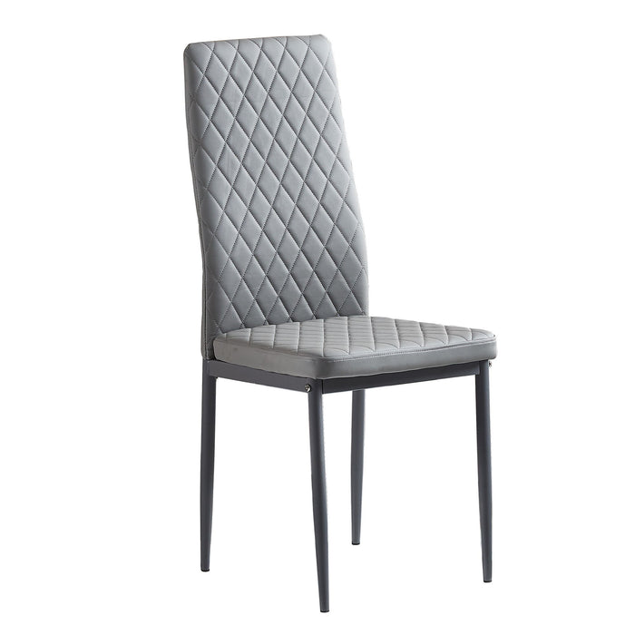 Modern Minimalist Dining Chairs, Fireproof Leather Sprayed, Metal Pipe Diamond Grid Pattern