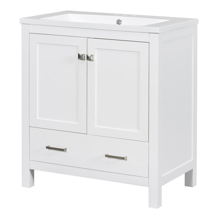 Bathroom Vanity With Single Sink, Combo Cabinet Undermount Sink, Bathroom Storage Cabinet With 2 Doors And A Drawer, Soft Closing, Multifunctional Storage, Solid Wood Frame