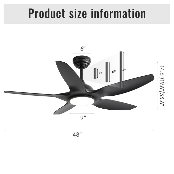 Indoor Ceiling Fan With 5 ABS Blades Remote Control Reversible Dc Motor For Living Room