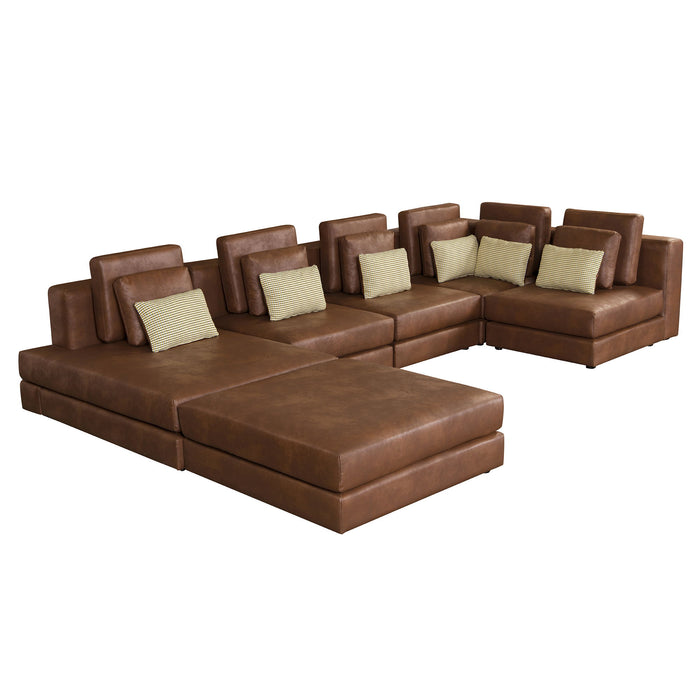 Modular Sectional Sofa Corner Sofa Chaise Lounge With Movable Ottoman For Living Room