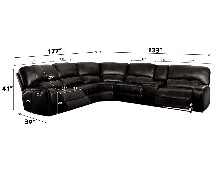 Saul - Power Recliner Sectional Sofa With USB Port Cupholder Console