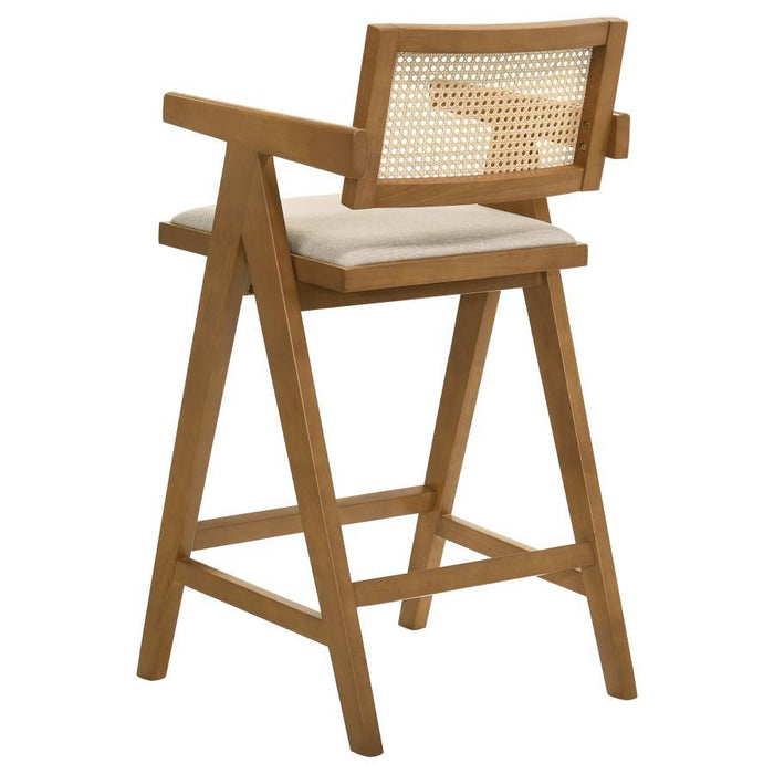 Kane - Woven Rattan Wood Bar Chair (Set of 2) - Light Walnut