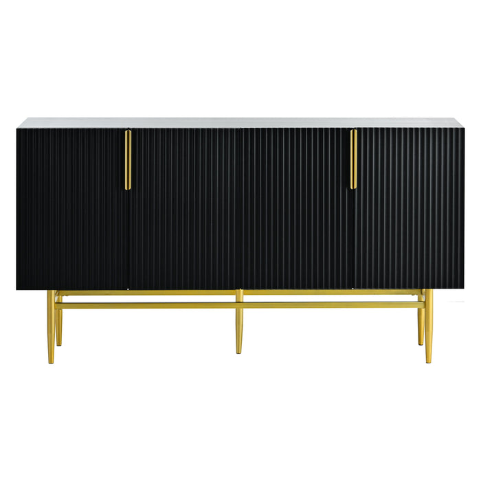 Modern Elegant 4 Door Sideboard Gold Metal Handle Buffet Cabinet For Dining Room, Living Room, Bedroom, Hallway