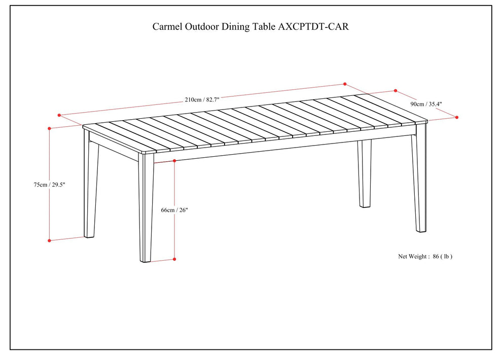 Carmel - Outdoor Dining Table - Distressed Weathered Grey