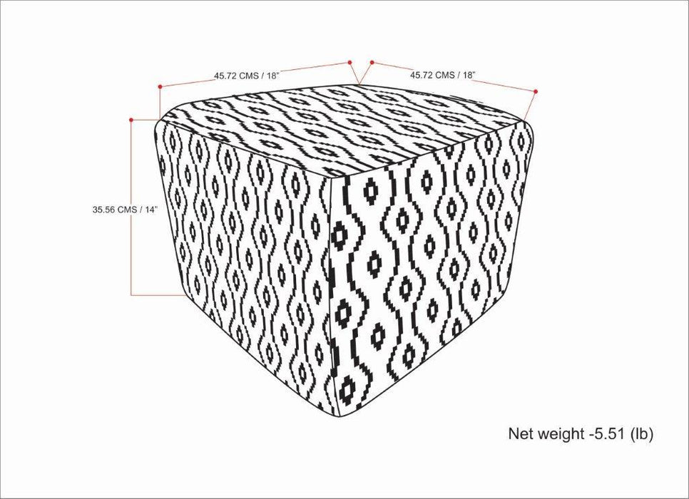 Kiana - Square Woven Outdoor / Indoor Pouf - Black / White