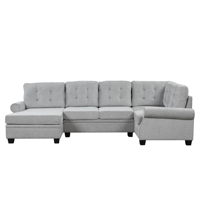 Modern U-Shaped Corner Sectional Sofa Upholstered Linen Sofa Couch For Living Room