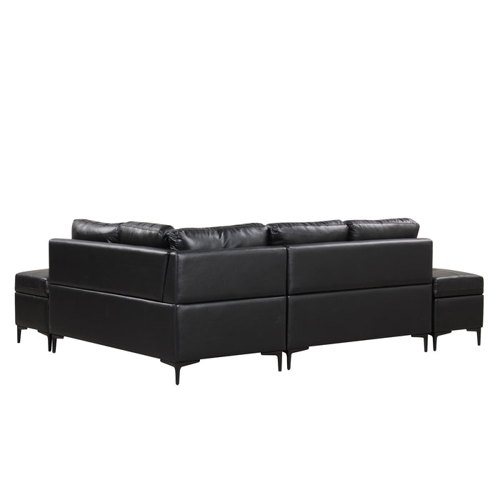 L-Shaped Corner Sofa Sectional Sofa Couch With Movable Storage Ottomans For Living Room