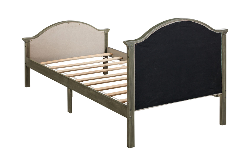 Bed With Upholstered Headboard And Footboard, With Slats