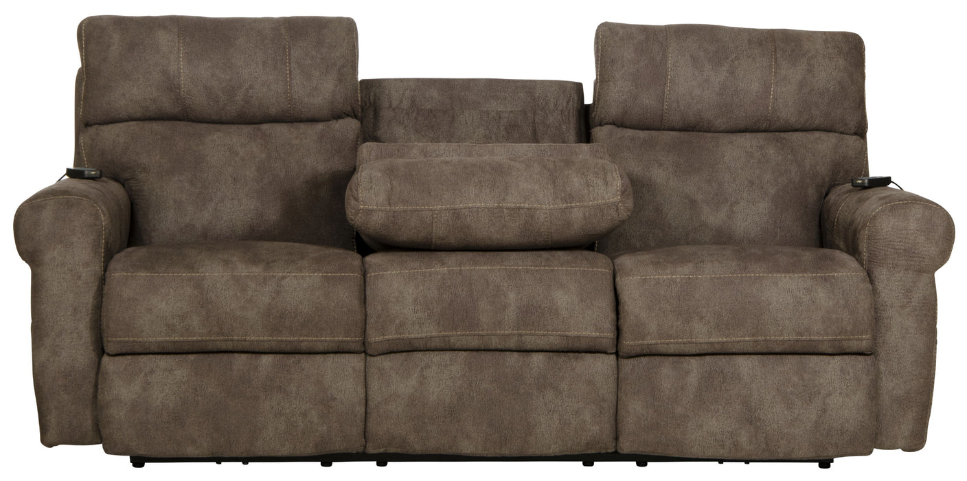 Tranquility - Power Headrest Power Lay Flat Reclining Sofa With DDT / CR3 Heat / Massage / Lumbar - Pewter