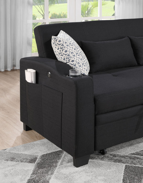 Bennett - 71"W Fabric Convertible Sleeper Loveseat with USB Charger and Cupholders