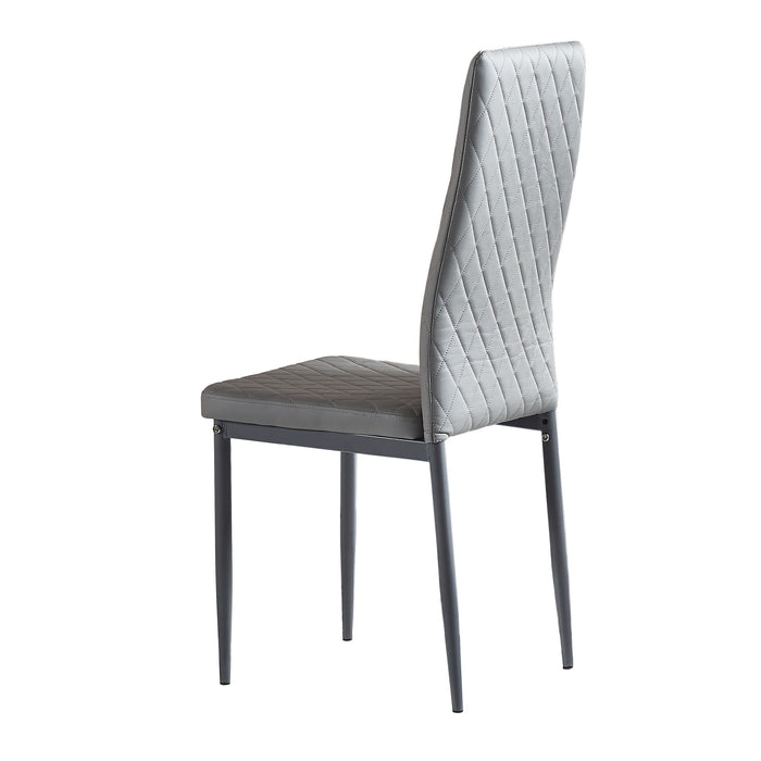 Modern Minimalist Dining Chairs, Fireproof Leather Sprayed, Metal Pipe Diamond Grid Pattern