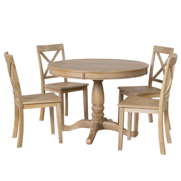 Modern Dining Table Set For 4, Round Table And 4 Kitchen Room Chairs, 5 Piece Kitchen Table Set For Dining Room, Dinette, Breakfast Nook