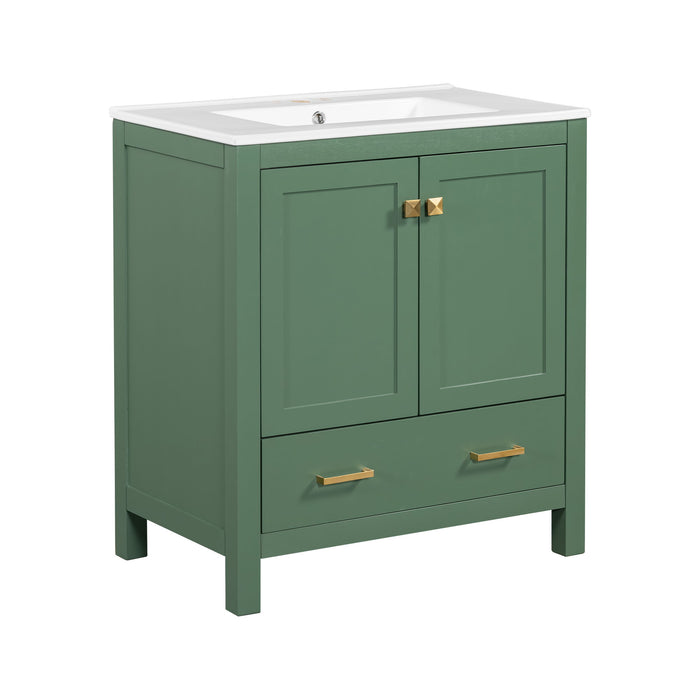 Bathroom Vanity With Single Sink, Combo Cabinet Undermount Sink, Bathroom Storage Cabinet With 2 Doors And A Drawer, Soft Closing, Multifunctional Storage, Solid Wood Frame