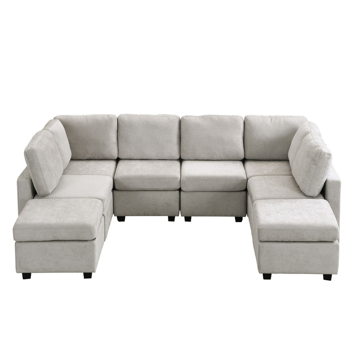 Sectional Sofa Couch Sofa Bed U-Shaped Sofa With Two Movable Ottoman And Three USB Ports For Living Room