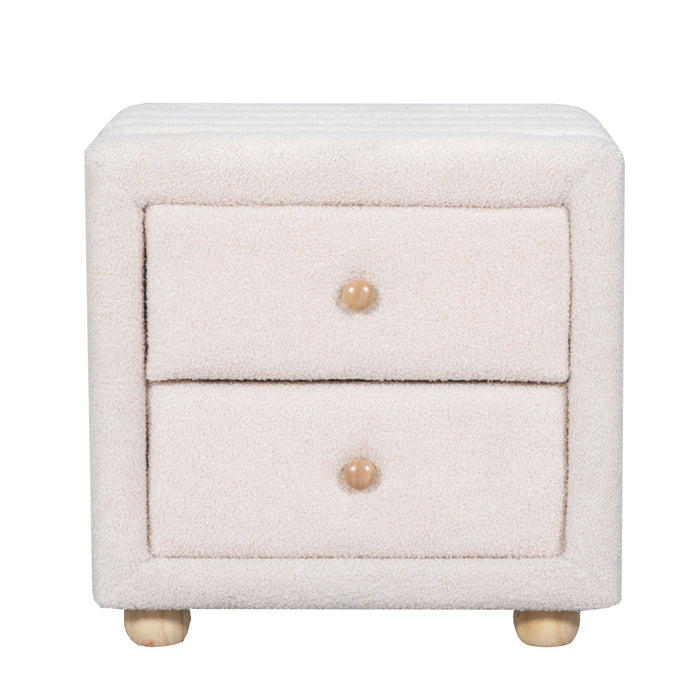 Teddy Fleece Nightstand With 2 Drawers