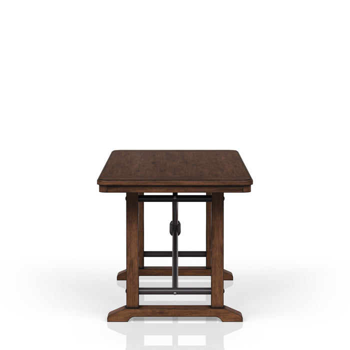 Casual Counter Height Double Pedestal Dining Table - Brown