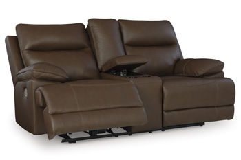 Vonryan - Tobacco - Power Reclining Loveseat With Console / Adj Headrest