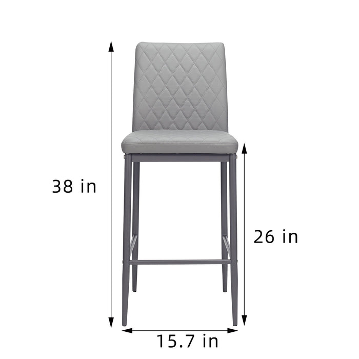 Bar Stool, Velvet Stool, Modern Bar Chair, Bar Stool With Metal Legs, Kitchen Stool, Dining Chair (Set of 2) - Light Gray