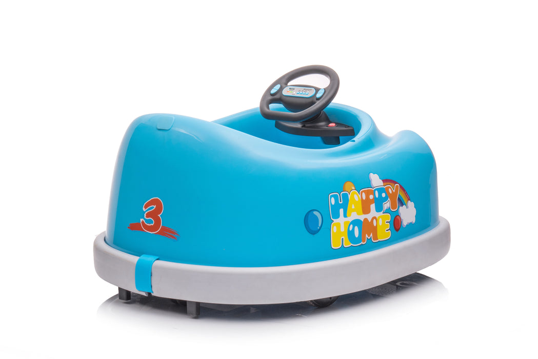 Bumper Car For Kids, 12V Dual Drive 1-6 Years Old Children's Electric Car With Pushrod Dinner Plate USB Bt Music Rocking Horse Mode Anti-Collision Bumper Ride On Car