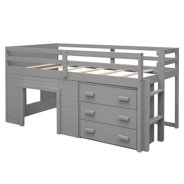 Twin Size Loft Bed With Cabinet And Shelf